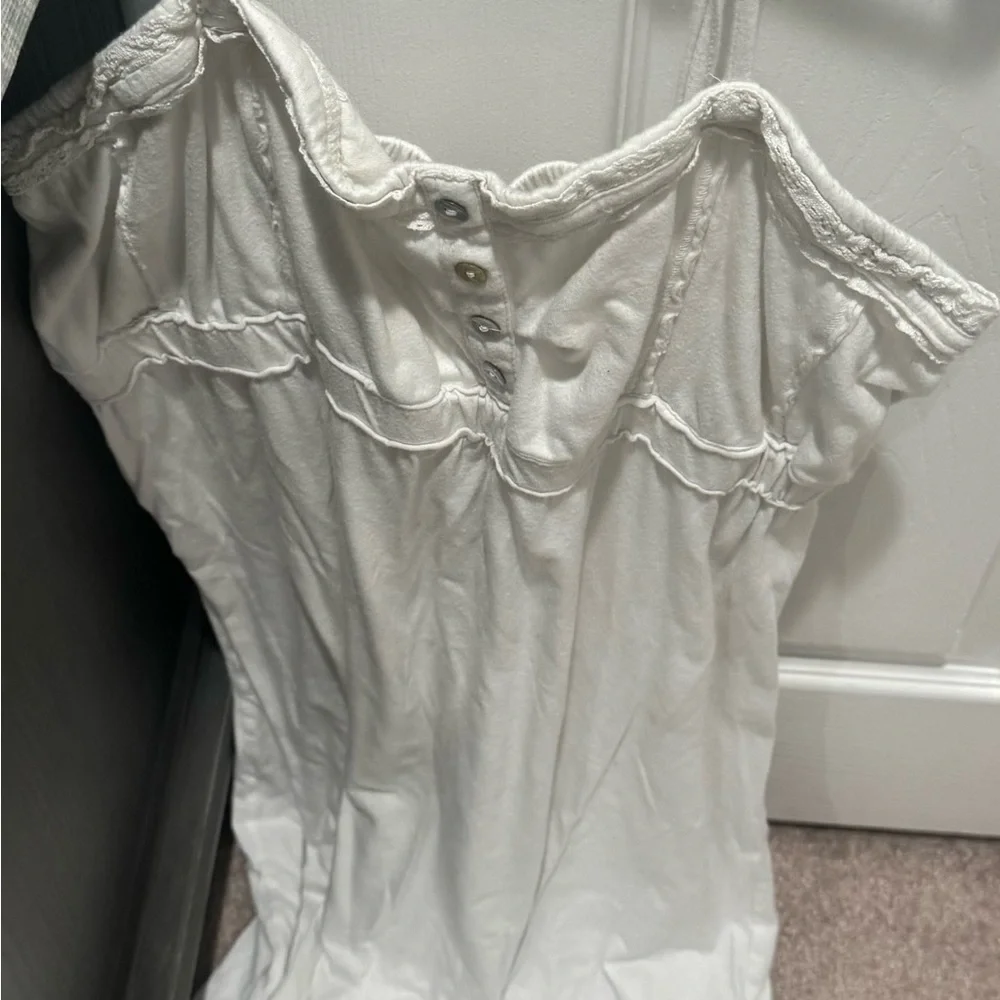 White spaghetti strap Cotton Blend dress